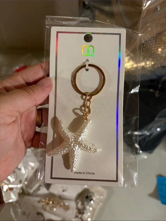 Accessories - Starfish Keychain Charm - White with Gold Hardware
